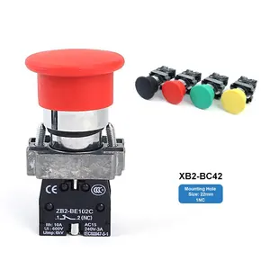 XB2-BC42 22毫米1NO红色瞬时自复位弹簧复位蘑菇紧急蘑菇弹簧复位按钮开关