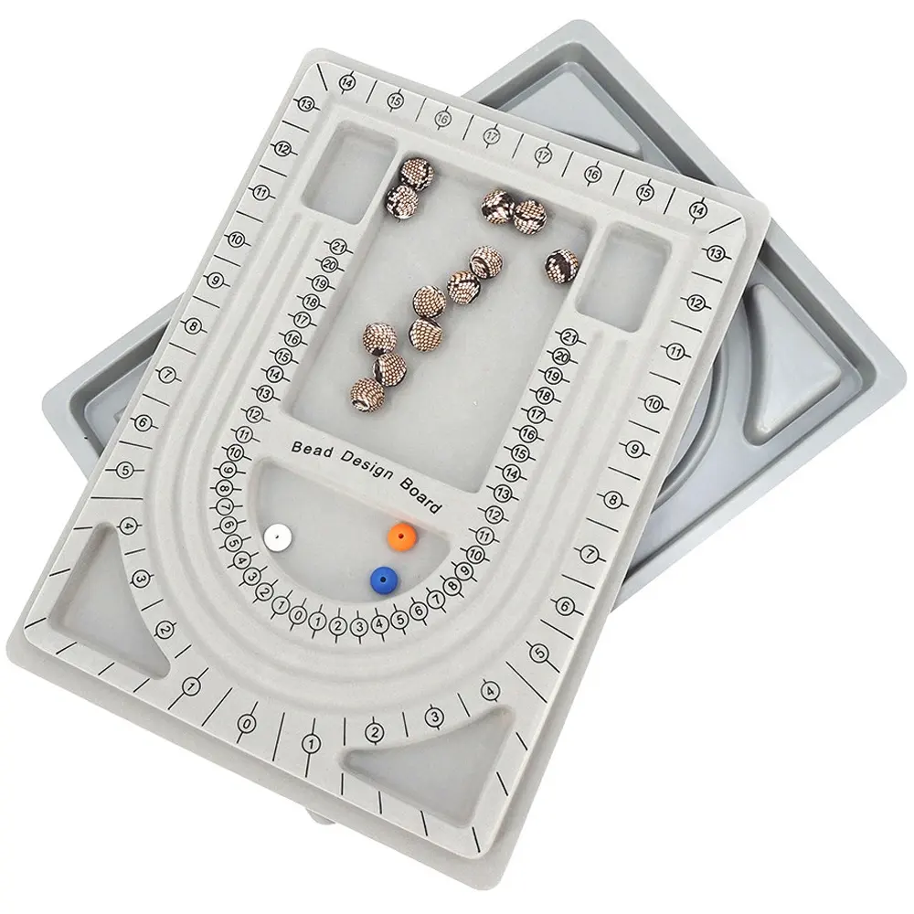 New Bracelet Design Board Necklace Beading Jewelry Organizer Gray Flocked Bead Design Board For Jewellery Making