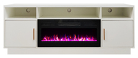 Cheminée électrique autoportante à flamme dynamique simulée en 3 couleurs, blanche, pour supports TV, intérieur