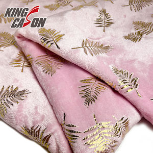 Vải Flannel Fleece <span class=keywords><strong>Jacquard</strong></span> Kingcason 100% Polyester, màu hồng, ép kim vàng, siêu mềm mại, dày dặn, ấm áp, nhanh khô, dùng may quần áo - Product Image 3
