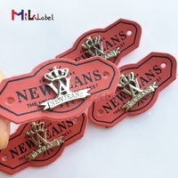 Patch en cuir design personnalisé avec étiquettes métalliques, étiquette en métal, pour sacs de chapeau, chaussures, vêtements, vente en gros, offre spéciale,