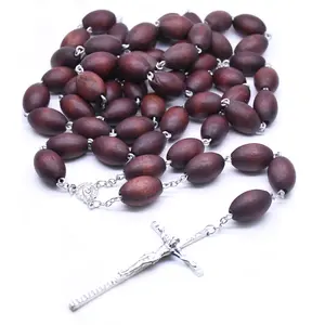 Vino Rosso Da Parete Ovale Della Collana Del Rosario Crocifisso Cattolicesimo Branelli di Preghiera Religioso nella Decorazione Della Casa