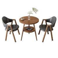 Ensemble table et 4 chaises en cuir de style nordique, luxe léger, simple et moderne, pour salle à manger, balcon et salon de thé, avec rangement