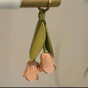 PU <b>Leather</b> Tulip Keychain & Bag Charm Southeast Asia Style Printed Logo Decoration Fine Pendant Charms - Product Image 2