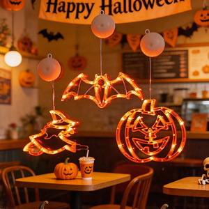Luces Decorativas de Cadena LED para Halloween, Calabazas, Fantasmas, Murciélagos, Arañas, con Ventosas para Ventanas, Decoración Interior y Exterior para Fiestas - Product Image 2