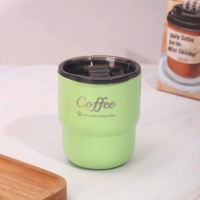 Vente en gros de tasses à café expresso en acier inoxydable à double paroi, empilables, 260 ml, mini 8 oz, faciles à utiliser avec un couvercle, pour le camping