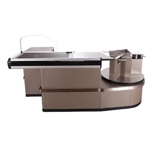 Electronics Retail Shop Counter Design Round Checkout Counter with Rotating Bag Holder