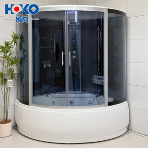 Moderna Cabina Doccia Rotonda di Lusso con Bagno Turco e Sauna in Acrilico Vetro Temperato Telaio in Alluminio e Pannello di Controllo Quadrato - Product Image 2