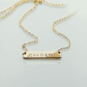 Custom Personalized Bar Necklaces for Men Women Gift Jewelry Stainless Steel 18K Engraved Plate <b>Silver</b> Necklace to Engrave - Product Image 2