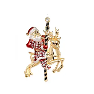 Broche De Noël Accessoires De Fête Guirlande Corsage Costume Santa Moose Badge En Gros