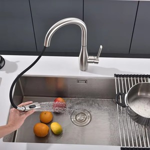 Robinet de cuisine moderne en acier inoxydable 304, extractible, de luxe, haut de gamme, en acier inoxydable brossé, luxueux - Product Image 4