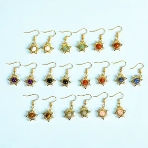 2023 Natural Crystal Original Stone Earrings Cute Six Point Star Earrings with Personalized and Sweet Temperament