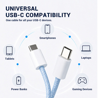 Cable de color trenzado USB tipo C, cable de carga de manga trenzada de color macarrón