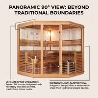 Sauna hybride électrique d'angle Ploutara 250 cm en cèdre canadien, infrarouge traditionnel, certifié ETL et FSC, écologique, préfabriqué