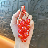 Porte-clés en acrylique avec breloque grappe de raisins à paillettes et perles, pour sac et clés de voiture, vente en gros
