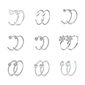 Cincin Tindik Hidung, Perhiasan Non Tarnish Hypoallergenic, Perhiasan Tindik Bibir Stainless Steel Septum Tajam