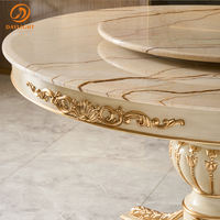 Ensemble de table à manger de luxe en marbre rond avec 12 places, design en métal