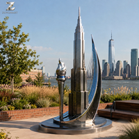 Escultura de Acero Inoxidable de Monumentos Urbanos, Modelo Skyline, Artesanía Metálica Directa de Fábrica para Exhibición en Plazas, Parques y Turismo