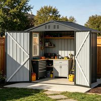 Abri de jardin extérieur en acier galvanisé avec fenêtre, facilement assemblable, durable, verrouillable, pour outils de jardin, résistant, utilitaire pour cour arrière
