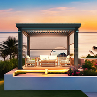 Pergola en aluminium à lames orientables, kit de panneaux zippés, verre, jardin, cour, pergolas d'extérieur avec éclairage LED