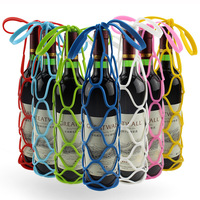 Porte-bouteille de vin en silicone, sac de transport pour bouteille d'eau, sous-verre avec panier en maille pour les voyages et les pique-niques