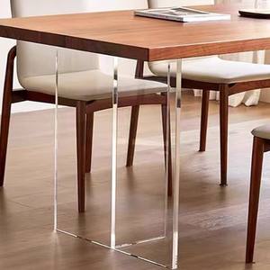 Pieds de table en acrylique en forme de T personnalisés services de découpe de coulée base transparente stable pour café bureau table à manger plateau de roche haut - Product Image 1