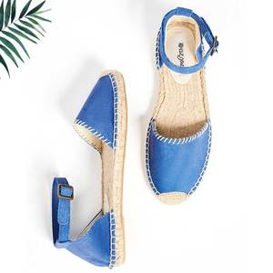 Elegantes <span class=keywords><strong>Sandalias</strong></span> <span class=keywords><strong>Planas</strong></span> de Esparto con Correa al Tobillo y Hebilla para <span class=keywords><strong>Mujer</strong></span>, de Ante, con Suela de Yute y Punta Cerrada, Zapatos Casuales de Moda para Verano - Product Image 3