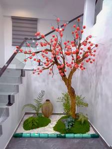 Artificielle Kaki <span class=keywords><strong>Arbre</strong></span> Cour Paysage Hôtel Vitrine Plantes Vertes Intérieur Paysage Décoration Arbres - Product Image 5