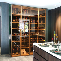 Meuble de présentation de vin rouge moderne, nouveau, en alliage d'aluminium noir brillant, profil de cadre, verre trempé LED, meubles de maison, hôtel