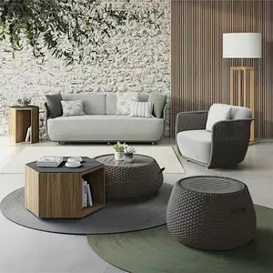 Mobili per esterni divano impermeabile Hotel con struttura in alluminio Rattan vimini giardino Set divano