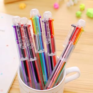6 in 1 Plastic Ballpoint <b>Pen</b> Advertising Customized Logo Printing Multi-Colored Ink Novelty 1.0mm with Transparent Barrel - Product Image 3