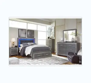 Cadre de lit à panneau queen avec 2 tiroirs de rangement Bibliothèque Tête de lit et station de charge Lit à plateforme robuste et sans bruit