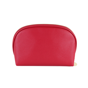 Travel <b>Makeup</b> Cosmetic Bag <b>Cases</b> Zipper Closure Women's Red PU Leather National Style Luxury Fashion Polyester Lining Deboss - Product Image 3
