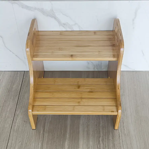 كرسي سلم خشبي عالي الجودة للأطفال من WDF، كرسي درج خشبي للأطفال الصغار، كرسي سلم مساعد للمطبخ، كرسي درج من الخيزران مع مقبض - Product Image 3