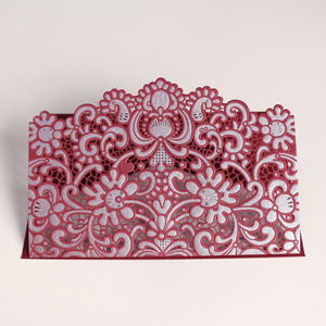 Đơn giản laser cắt Emboss Hoa Chủ đề ưa thích giấy lá tem mộc mạc sang trọng lời mời đám cưới với túi - Product Image 3