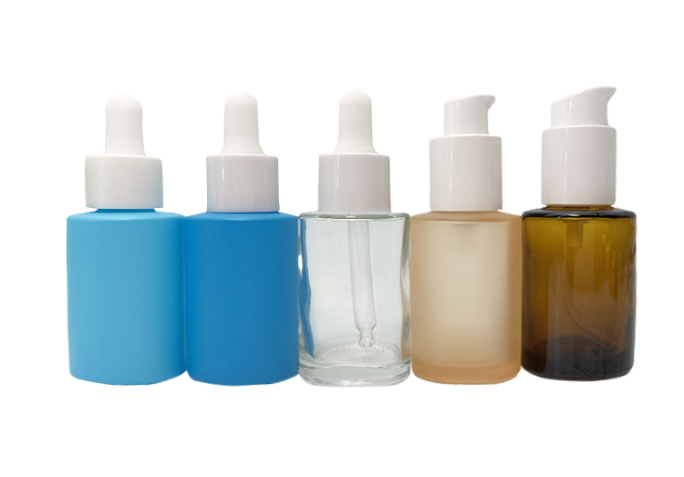5ml 10ml 15ml Empty Glass Foundation Pump Bottle With Rubber White Head