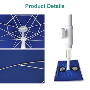 Draagbare, lichtgewicht, waterdichte zonnescherm buitenmeubilair parasol met stalen paal en polyester stof voor vissen, strand en zand. - Product Image 5