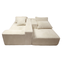 Sofá Cama Modular de Tres Plazas en Forma de L, de Espuma Comprimida y Tapizado en Corduroy, Estilo Japonés Moderno y Lujoso, Precio de Fábrica
