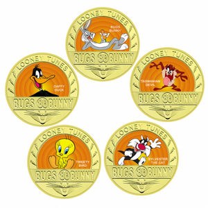 Moneda Conmemorativa de Bugs Bunny, Animación Clásica Americana, Bañada en Oro, 40 mm, Regalo para Coleccionistas - Product Image 1