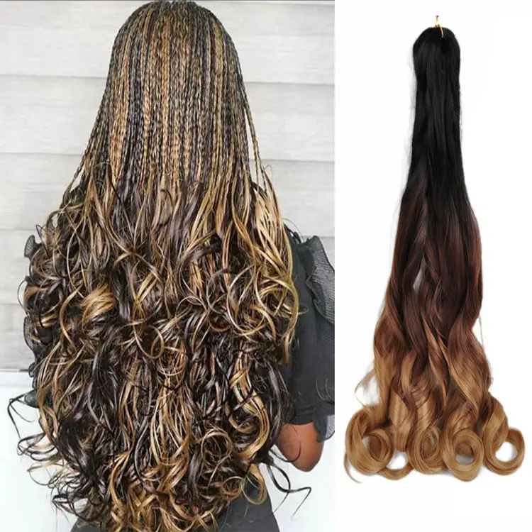 75g 22 inch Loose Wave Crochet Hair Extension For Braids Synthetic Curly Hair Pre Stretched Braiding Hair For Black Women