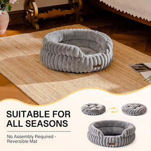 Cama de gato gruesa y cálida ecológica para perros, cama redonda de piel de conejo de imitación para gatos, cama de donut para perros, cueva lavable para gatos - Product Image 3