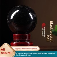Boule de cristal noire naturelle pour porche, salon, bureau, ornements Feng Shui, emballage en boîte cadeau chinoise, fabricants, vente en gros