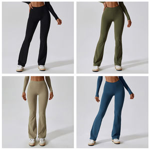 Nuevos <span class=keywords><strong>pantalones</strong></span> de gimnasio de cintura alta para mujer, <span class=keywords><strong>pantalones</strong></span> de Fitness de punto sin costuras, mallas deportivas activas para Yoga, LICRA sólida - Product Image 5