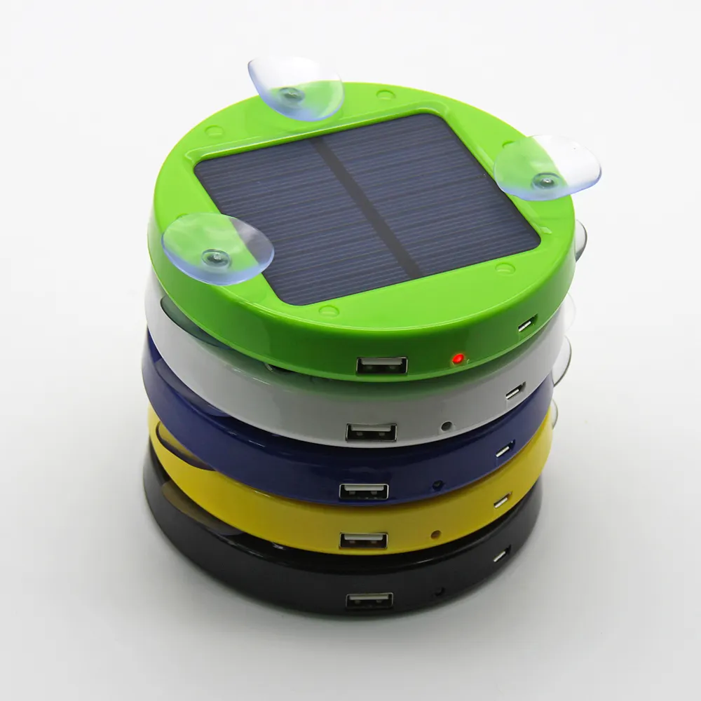 Solar Gadgets Ronde Vorm Sucker Kleverige Glas Zonne-energie Bank, OEM Draagbare 1800mAh Zonne-energie Telefoon Oplader