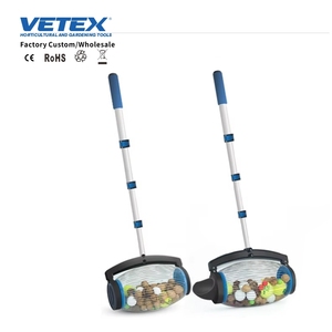 Ramasseur de <span class=keywords><strong>noix</strong></span> réglable en acier inoxydable bleu, à rouleaux, avec manche télescopique, pour la collecte en jardin et à la ferme – Vente directe usine - Product Image 1
