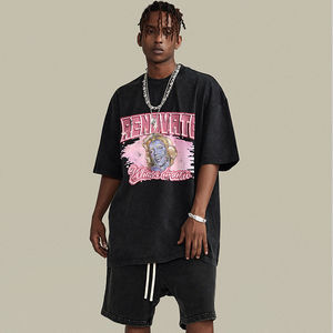 Camiseta Unisex Personalizable de Estilo Urbano con Estampado Digital de Dibujos Animados, 100% Algodón, Cuello Redondo, Lavada, Ajuste Holgado, Retro y Cómoda - Product Image 1