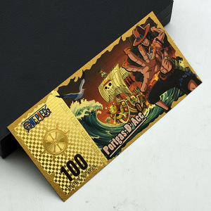 Superbe ensemble <span class=keywords><strong>de</strong></span> billets <span class=keywords><strong>de</strong></span> banque à thème <span class=keywords><strong>pirate</strong></span> en feuille d'or plaqué 24 carats, carte commémorative en PVC étanche, collection <span class=keywords><strong>de</strong></span> souvenirs d'anime, cadeau - Product Image 4