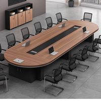 Table de conférence moderne extensible en panneaux de bois avec plateau en marbre, moniteur LCD motorisé, pieds en acier, 10 places, mobilier de bureau pour hôtel