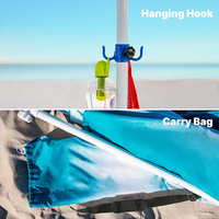 Tenda Peneduh Pantai Halaman Portabel Berbahan Poliester dengan Rangka Besi Stainless Steel Anti Angin, Mewah, Persegi, Pesanan Khusus Produsen