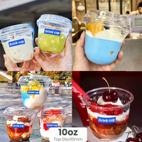 Gobelets en plastique transparents personnalisés avec logo, 10 oz, pour gâteaux, glaces, yaourts, desserts, avec couvercles